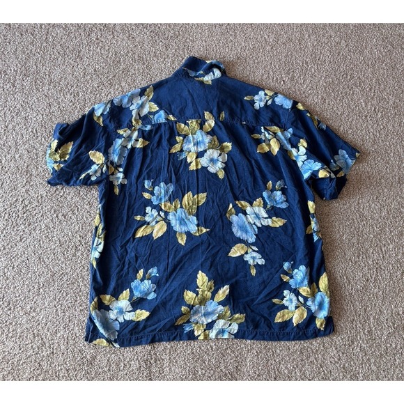 Tommy Bahama Mens XXL 100% SILK Button Up Tropical Floral Hawaiian Shirt Blue - Picture 5 of 5